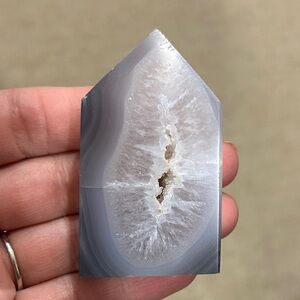 Grey and White Agate Crystal Point